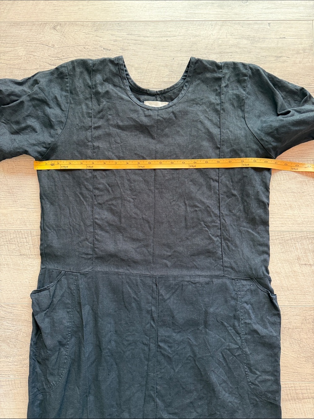 FLAX 100% Linen Black Maxi Dress with Pockets - Picture 7 of 8